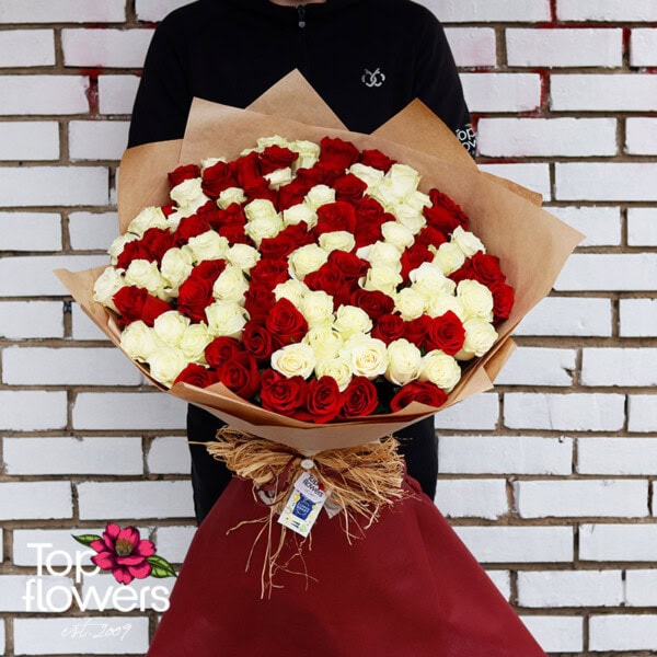 101 red and white roses | Bouquet