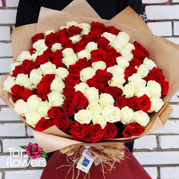 101 red and white roses | Bouquet - Image 2