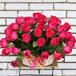 Basket of 51 cyclamen roses