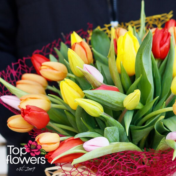 51 multicolored tulips | Bouquet - Image 4