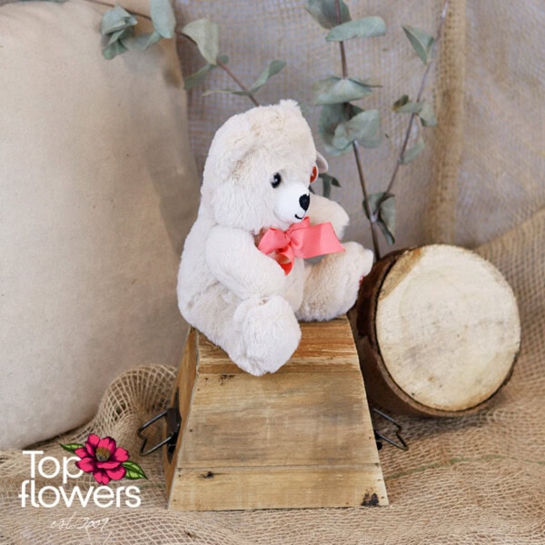 Bear with a ribbon White | 20 cm.