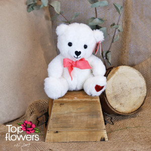 Bear with a ribbon White | 20 cm.