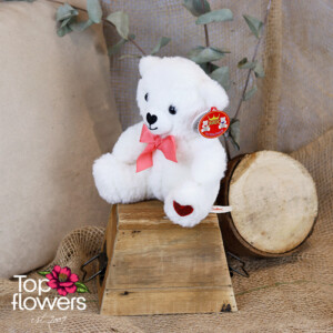 Bear with a ribbon White | 20 cm.