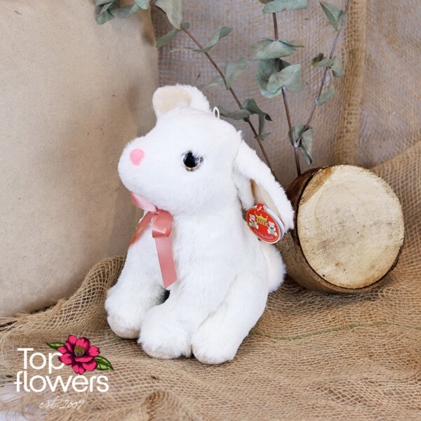 White bunny with ribbon | 25 cm.