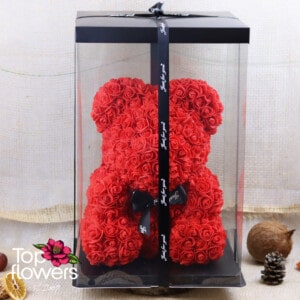 Artificial Flower Bear L | Red