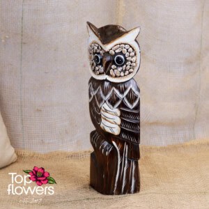 Decorative wooden owl | Brown