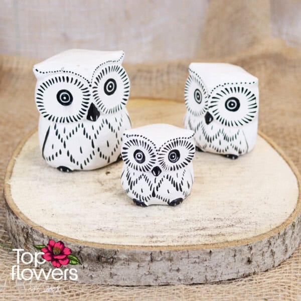 Decorative wooden owl | White