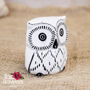 Decorative wooden owl | White