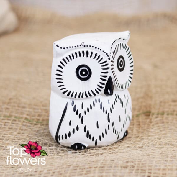 Decorative wooden owl | White