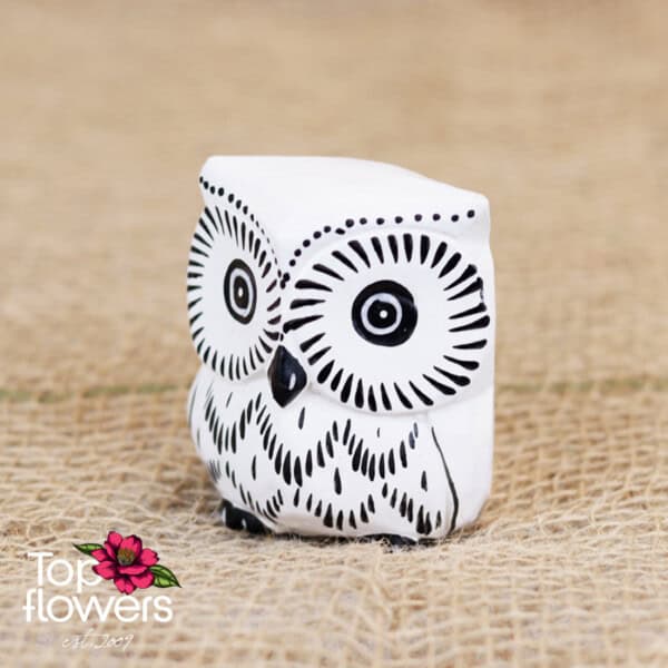 Decorative wooden owl | White