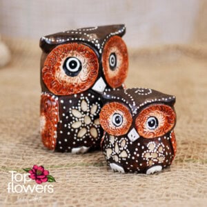 Decorative wooden owl | Brown