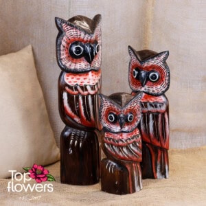 Decorative wooden owl | Red