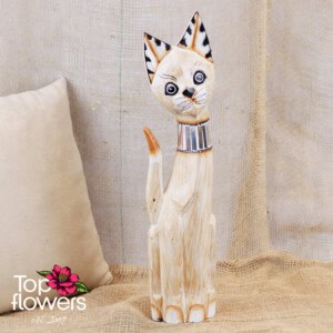 Decorative wooden cat | Beige