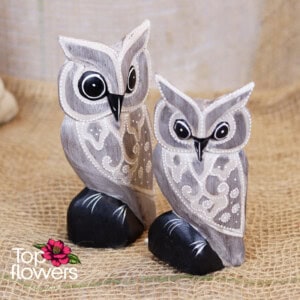 Decorative wooden owl | Gray