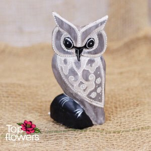 Decorative wooden owl | Gray