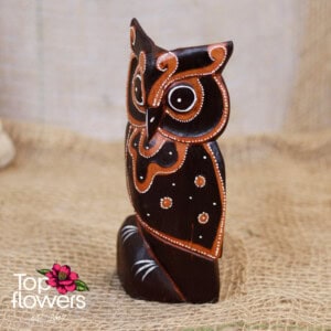 Decorative wooden owl | Brown