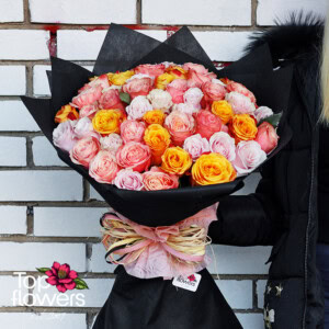 51 Multicolored Roses deluxe | Bouquet